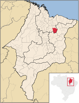 Mapa do Maranhão destacando Vargem Grande